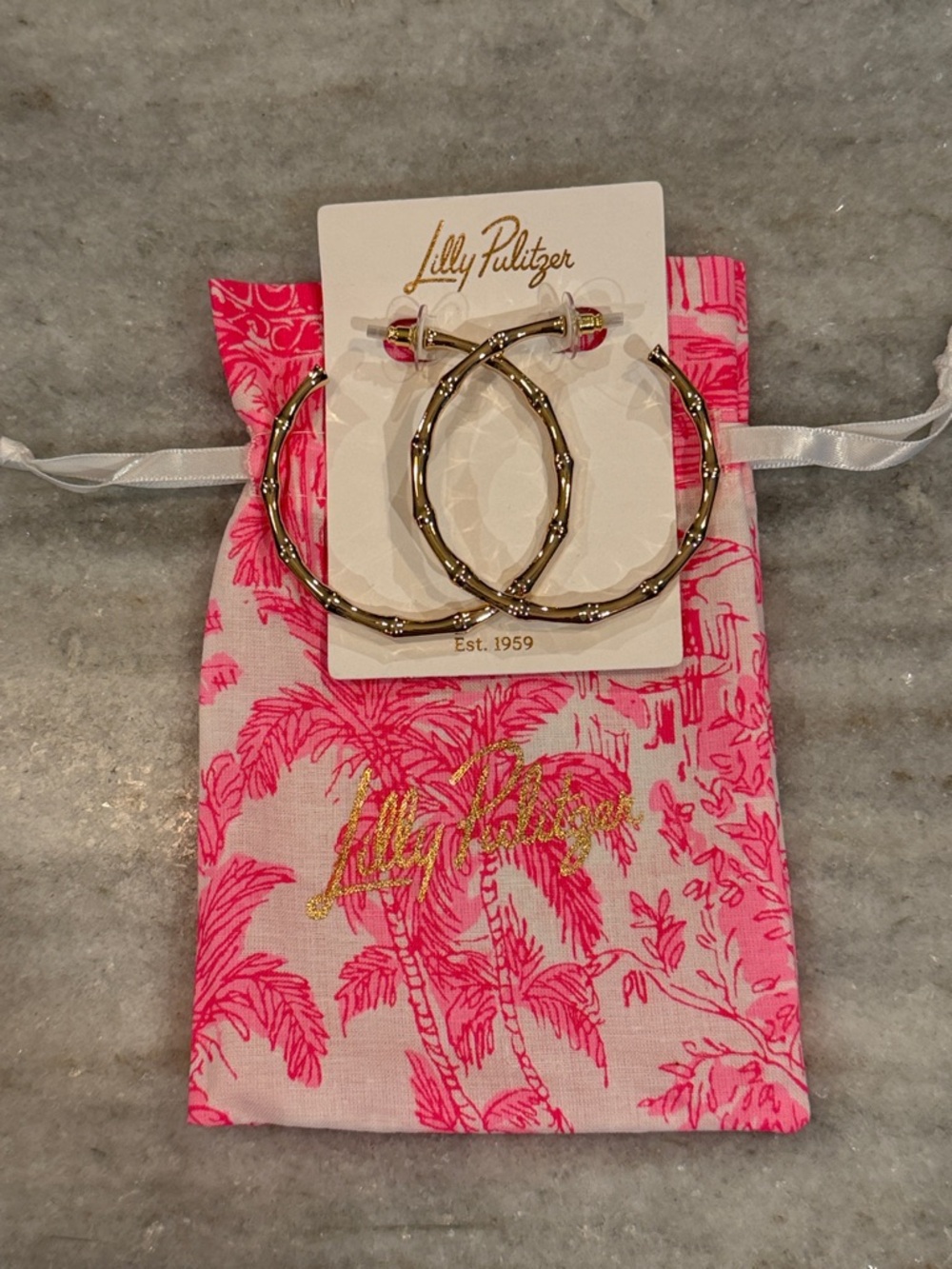 NEW Lilly Pulitzer Bamboo Forest 2” Hoop Earrings